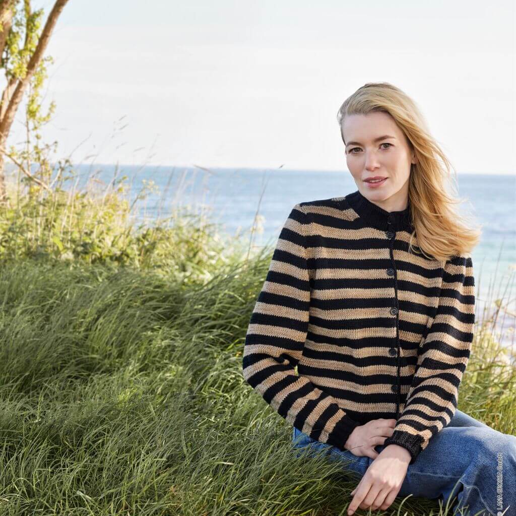 Lana Grossa Gestreifte Jacke Strickanleitung - Lana Grossa (Heft) bei bei bei bei Lieblingsgarn