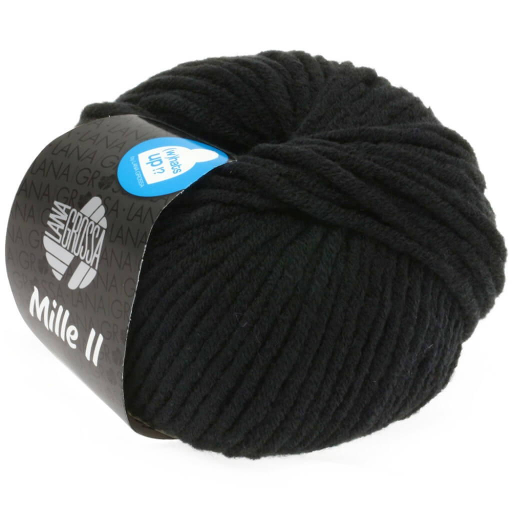 Lana Grossa Mille II 50g, Farbe 015 Schwarz – Acryl, Merino und Schurwolle bei Lieblingsgarn