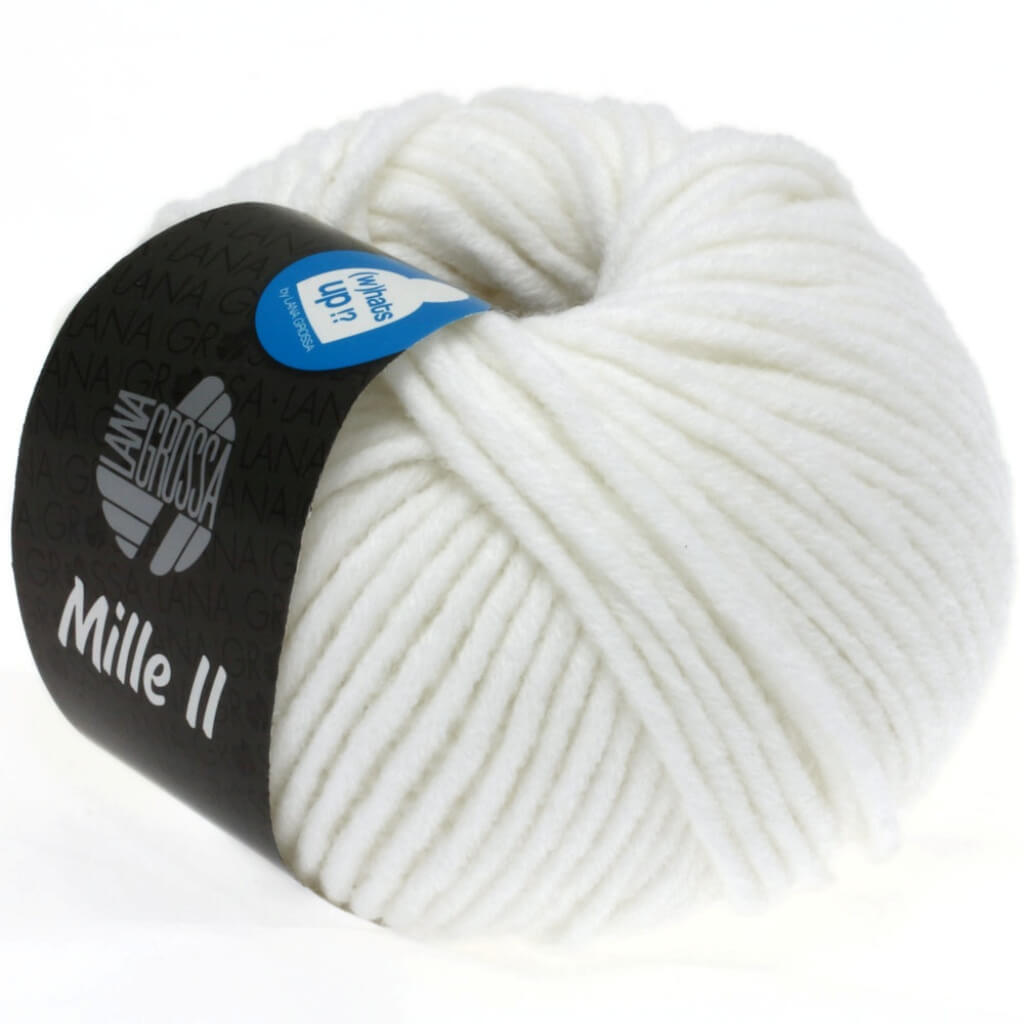 Lana Grossa Mille II 50g, Farbe 075 Weiß – Acryl, Merino und Schurwolle bei Lieblingsgarn