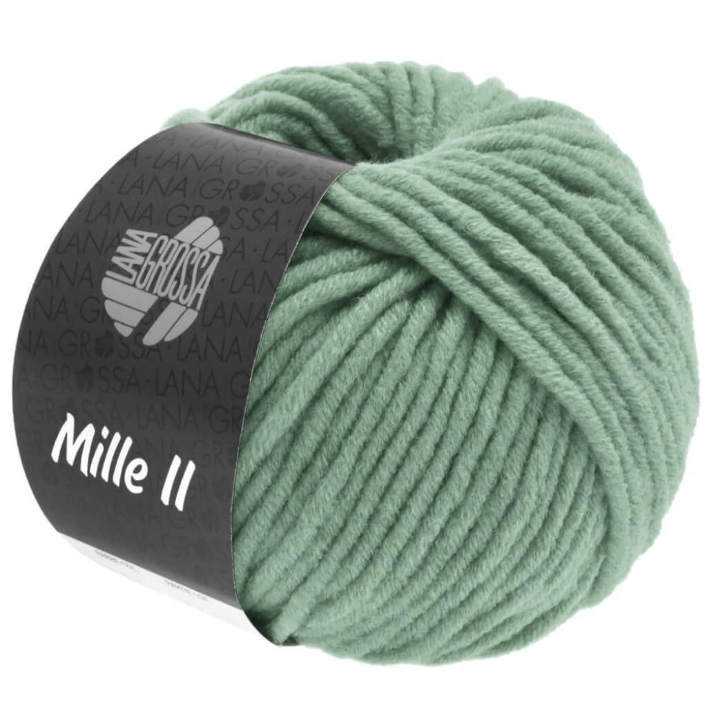 Lana Grossa Mille II 50g, Farbe 116 Graugrün – Acryl, Merino und Schurwolle bei Lieblingsgarn