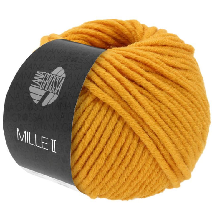Lana Grossa Mille II 50g, Farbe 130 Safrangelb – Acryl, Merino und Schurwolle bei Lieblingsgarn
