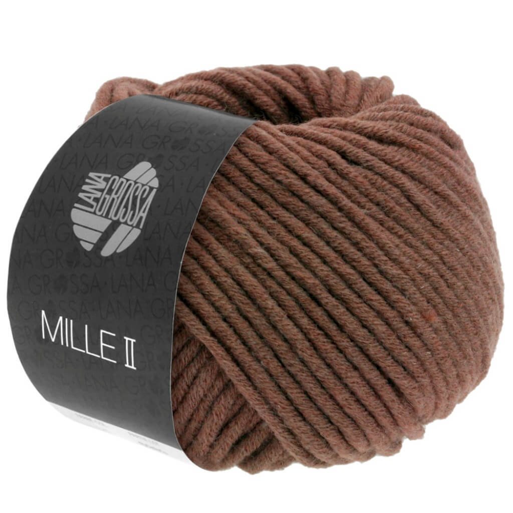 Lana Grossa Mille II 50g, Farbe 144 Schokobraun – Acryl, Merino und Schurwolle bei Lieblingsgarn