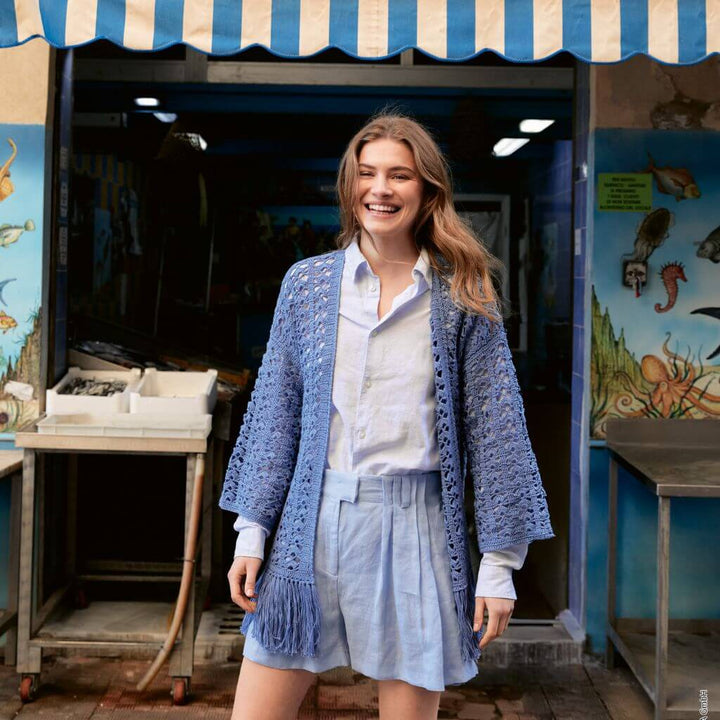 Lana Grossa Pattern Cardigan mit Fächermuster Häkelanleitung - Lana Grossa (Heft) bei bei bei bei bei bei bei Lieblingsgarn