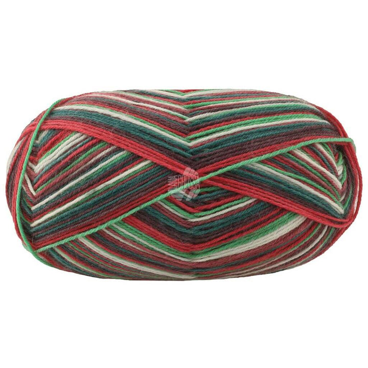 Lana Grossa Meilenweit 100 Merino Christmas, Farbe 6799 Rot/Hellgrün/Weiß/Dunkelrot/ grün – Merino bei Lieblingsgarn