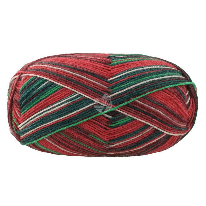Lana Grossa Meilenweit 100 Merino Christmas, Farbe 6801 Weiß/Dunkelgrün/Rot/Dunkelrot/Hellgrün – Merino bei Lieblingsgarn