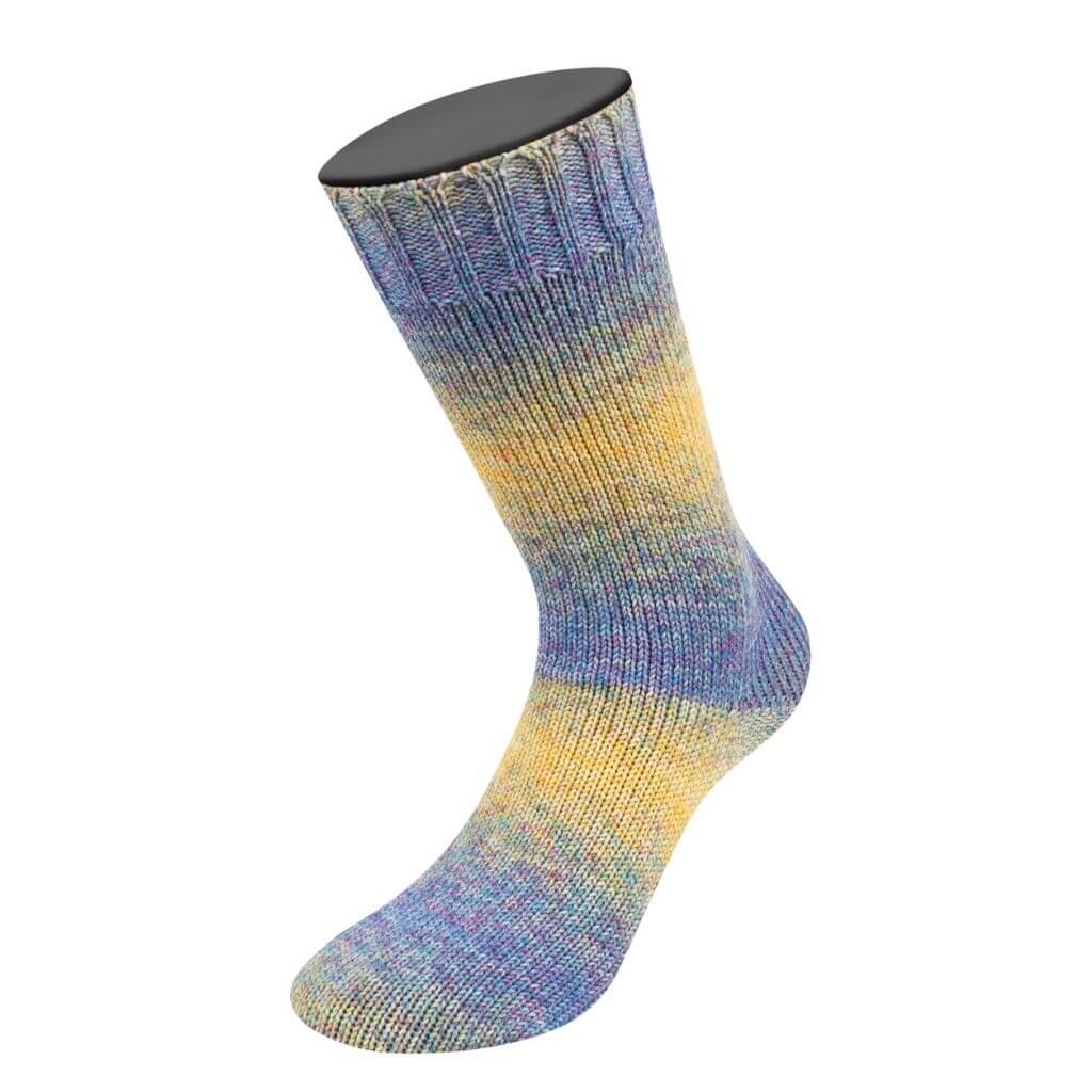Lana Grossa Meilenweit 100 Merino Extrafein Shades, Farbe 7231 Vanille/Gelb/Türkis/Blau/Orchidee – Merino bei Lieblingsgarn