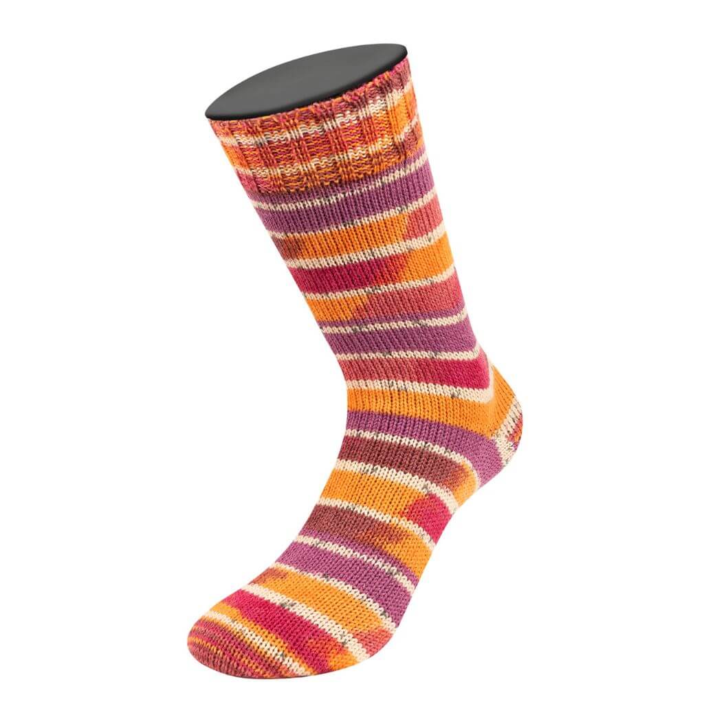 Lana Grossa Meilenweit 100 Seta Giaponne, Farbe 3386 Braun/Fuchsia/Tonrot/Ecru/Grau/Mandarin/ Rotviolett bei Lieblingsgarn