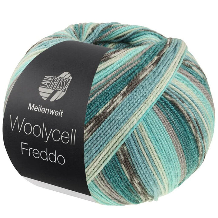 Lana Grossa Meilenweit 100 Woolycell Freddo, Farbe 6044 Petrolgrün/Mittelgrau/Türkis/Mint/Seegrün/Dunkel bei Lieblingsgarn