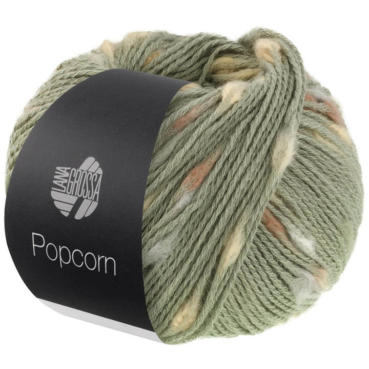 Lana Grossa Popcorn, Farbe 13 Resedagrün/Beige/Camel/Nougat – Baumwolle bei Lieblingsgarn
