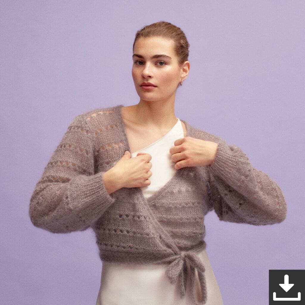 Lana Grossa Pattern Wickeljacke mit Lochmuster Strickset - Lana Grossa (PDF) bei bei bei bei bei bei bei Lieblingsgarn