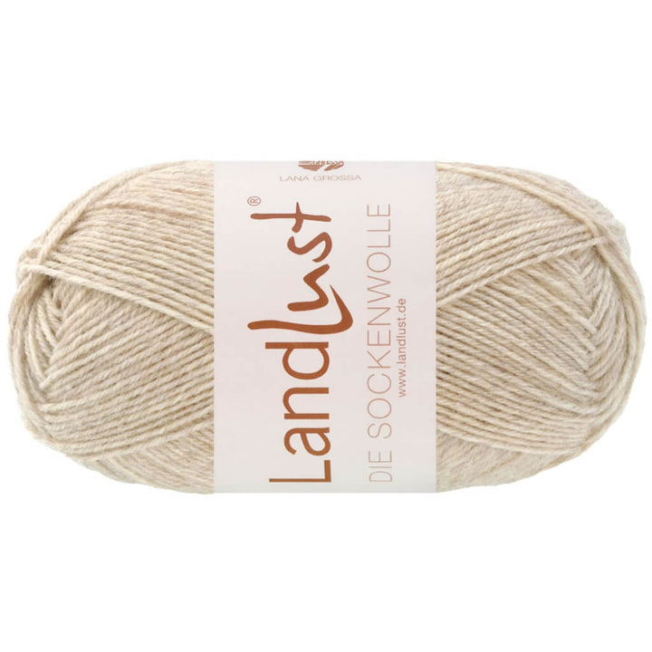 Lana Grossa Landlust die Sockenwolle Mélange, Farbe 1608 Natur Meliert – Merino, Schurwolle und Synthetik bei Lieblingsgarn