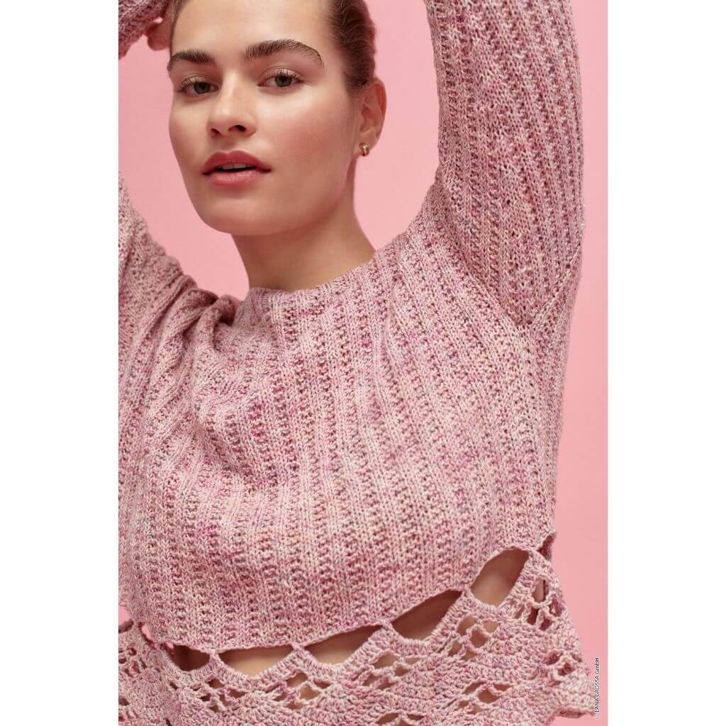 Lana Grossa Pattern Pullover mit Häkelborte Strickset - Lana Grossa (PDF) Lieblingsgarn