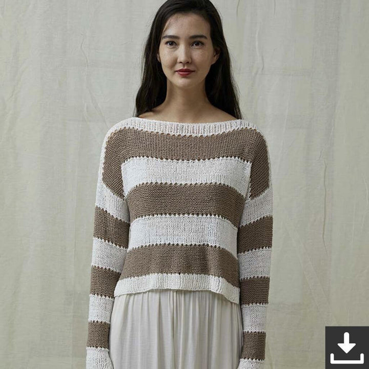 Lang Yarns Gestreifter Damen Pullover Strickanleitung - Lang Yarns (PDF) bei bei bei bei Lieblingsgarn