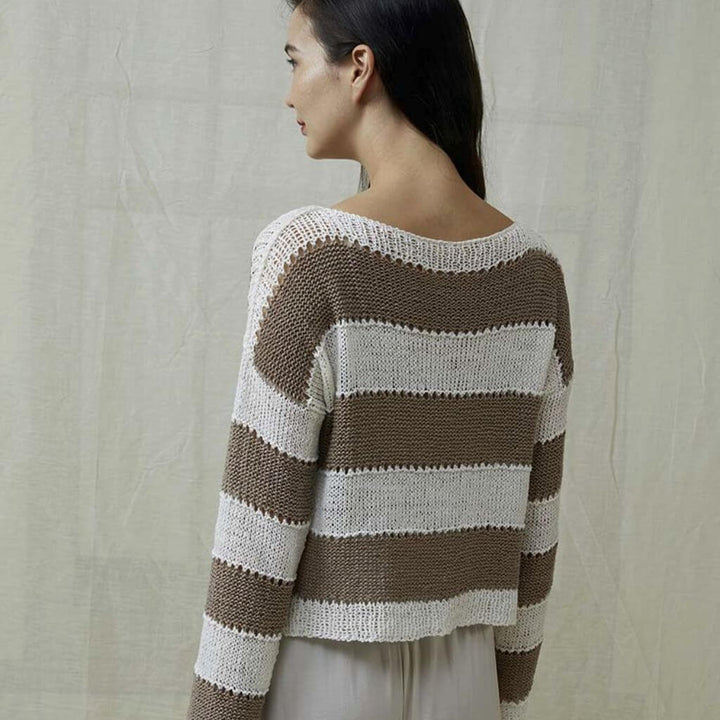 Lang Yarns Gestreifter Damen Pullover Strickanleitung - Lang Yarns (PDF) bei bei bei bei Lieblingsgarn