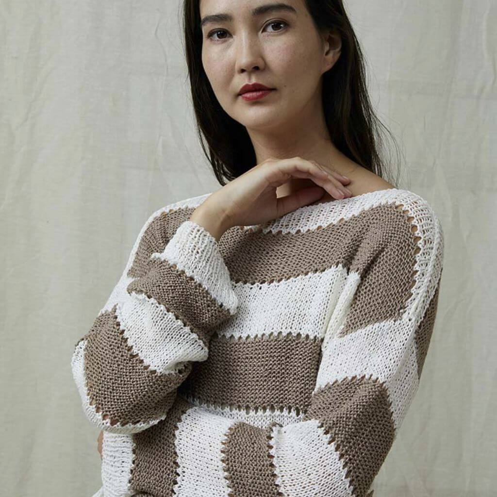 Lang Yarns Gestreifter Damen Pullover Strickanleitung - Lang Yarns (PDF) bei bei bei bei Lieblingsgarn