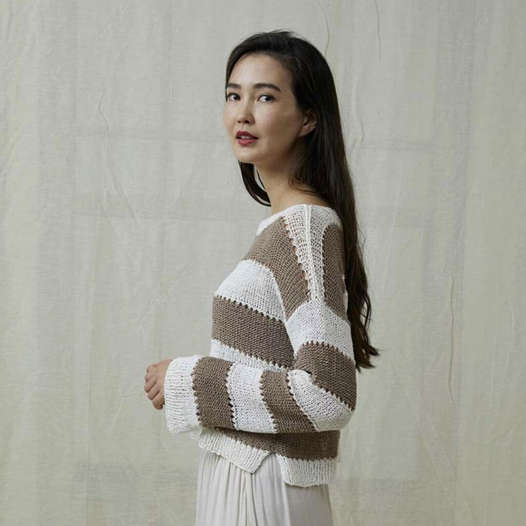 Lang Yarns Gestreifter Damen Pullover Strickanleitung - Lang Yarns (PDF) bei bei bei bei Lieblingsgarn