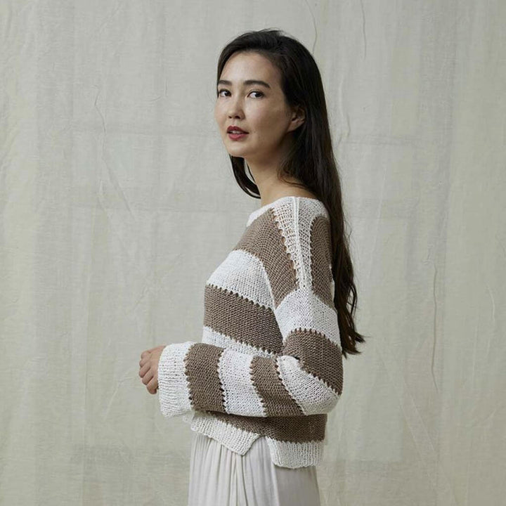 Lang Yarns Gestreifter Damen Pullover Strickanleitung - Lang Yarns (PDF) bei bei bei bei Lieblingsgarn