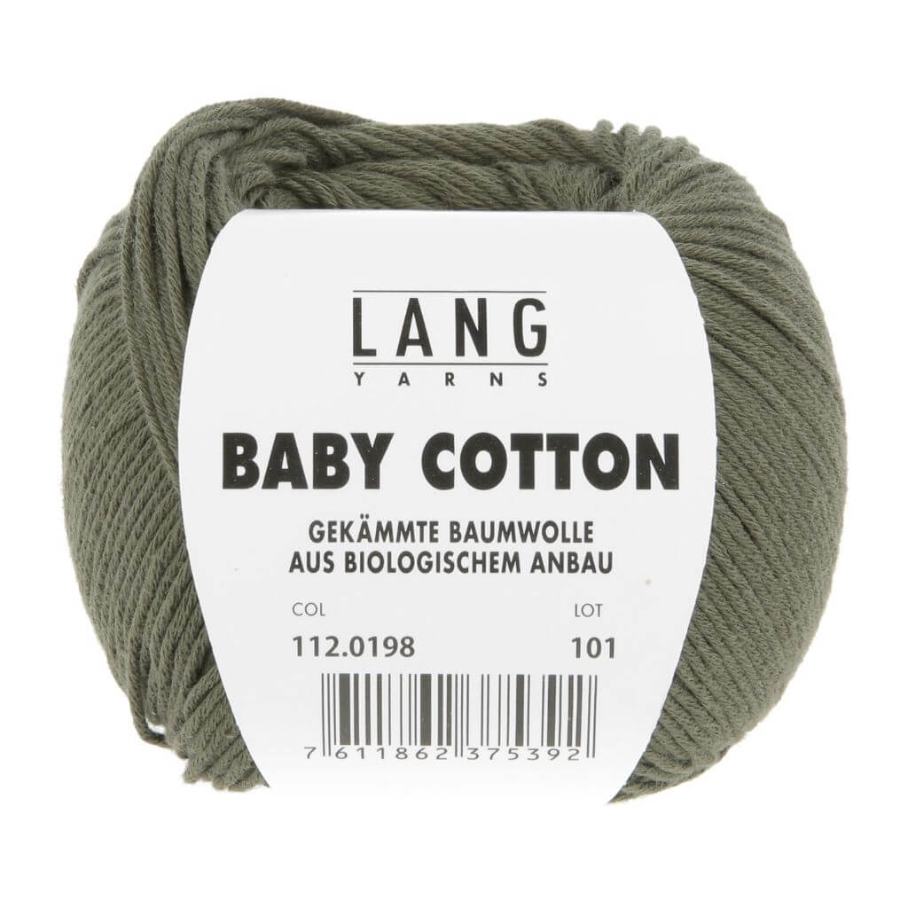 Lang Yarns Baby Cotton 50g, Farbe 198 Olive Dunkel – Baumwolle bei Lieblingsgarn
