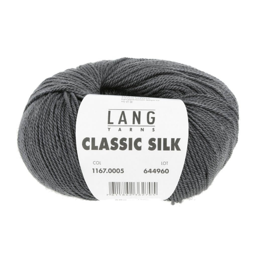 Lang Yarns Classic Silk, Farbe 005 Dunkelgrau – Merino und Seide bei Lieblingsgarn