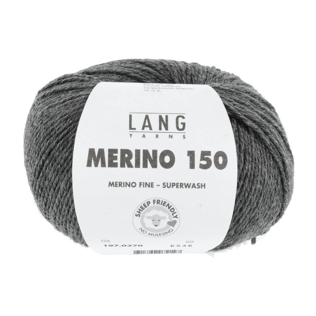 Lang Yarns Merino 150, Farbe Dunkelgrau Mélange – Merino bei Lieblingsgarn