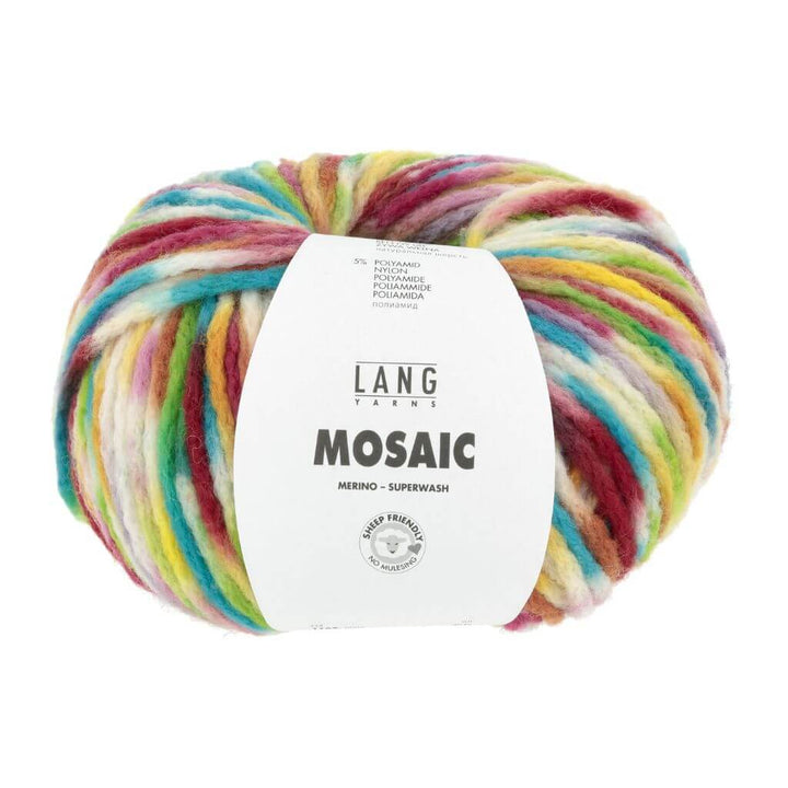 Lang Yarns Mosaic, Farbe 004 Rot/Türkis/Gelb/Grün – Schurwolle und Synthetik bei Lieblingsgarn