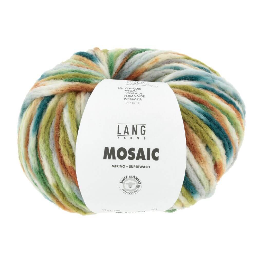 Lang Yarns Mosaic, Farbe 005 Grün/Braun/Petrol/Grau – Schurwolle und Synthetik bei Lieblingsgarn