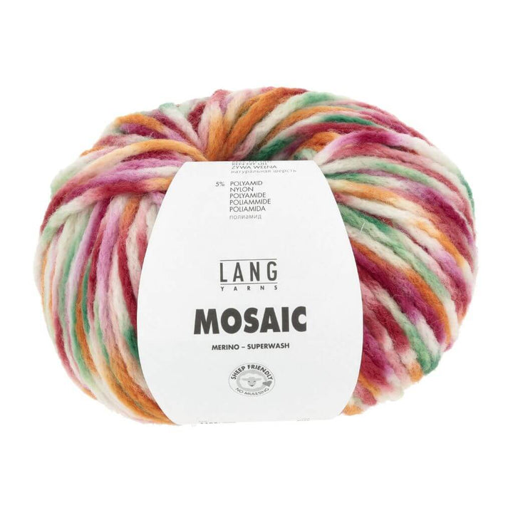 Lang Yarns Mosaic, Farbe 006 Rot/Pink/Orange/Grün – Schurwolle und Synthetik bei Lieblingsgarn
