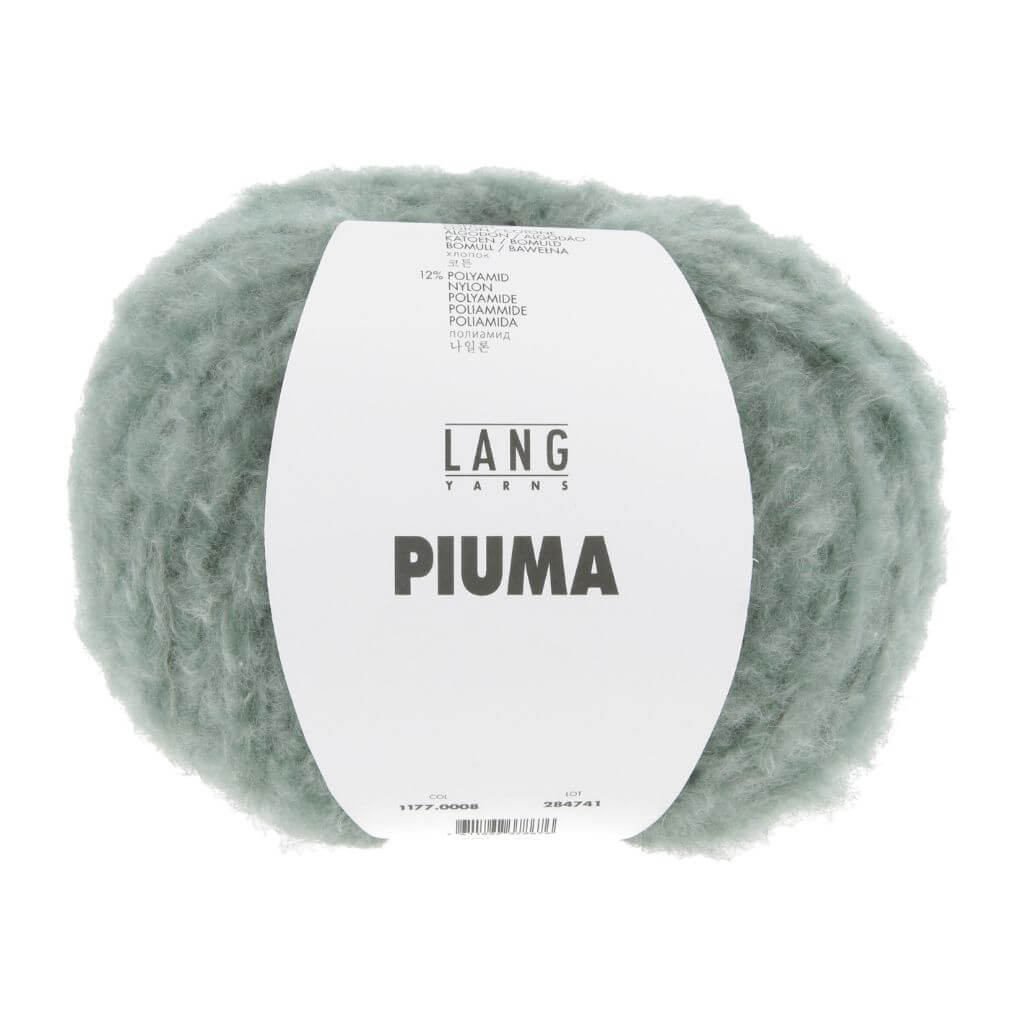 Lang Yarns Piuma, Farbe 008 Graugrün – Baumwolle, Merino und Synthetik bei Lieblingsgarn
