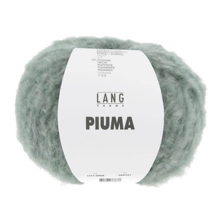 Lang Yarns Piuma, Farbe 008 Graugrün – Baumwolle, Merino und Synthetik bei Lieblingsgarn