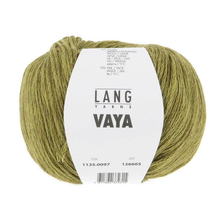 Lang Yarns Vaya, Farbe 097 Olive Hell – Baumwolle, Merino und Yak bei Lieblingsgarn