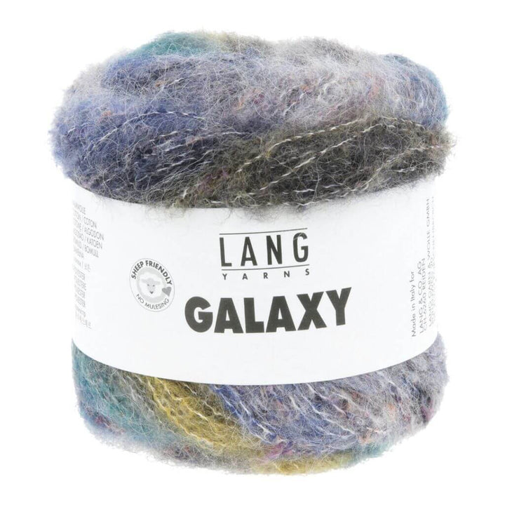 Lang Yarns Galaxy, Farbe 004 Grau/Blau/Gelb – Alpaka, Baumwolle und Merino bei Lieblingsgarn