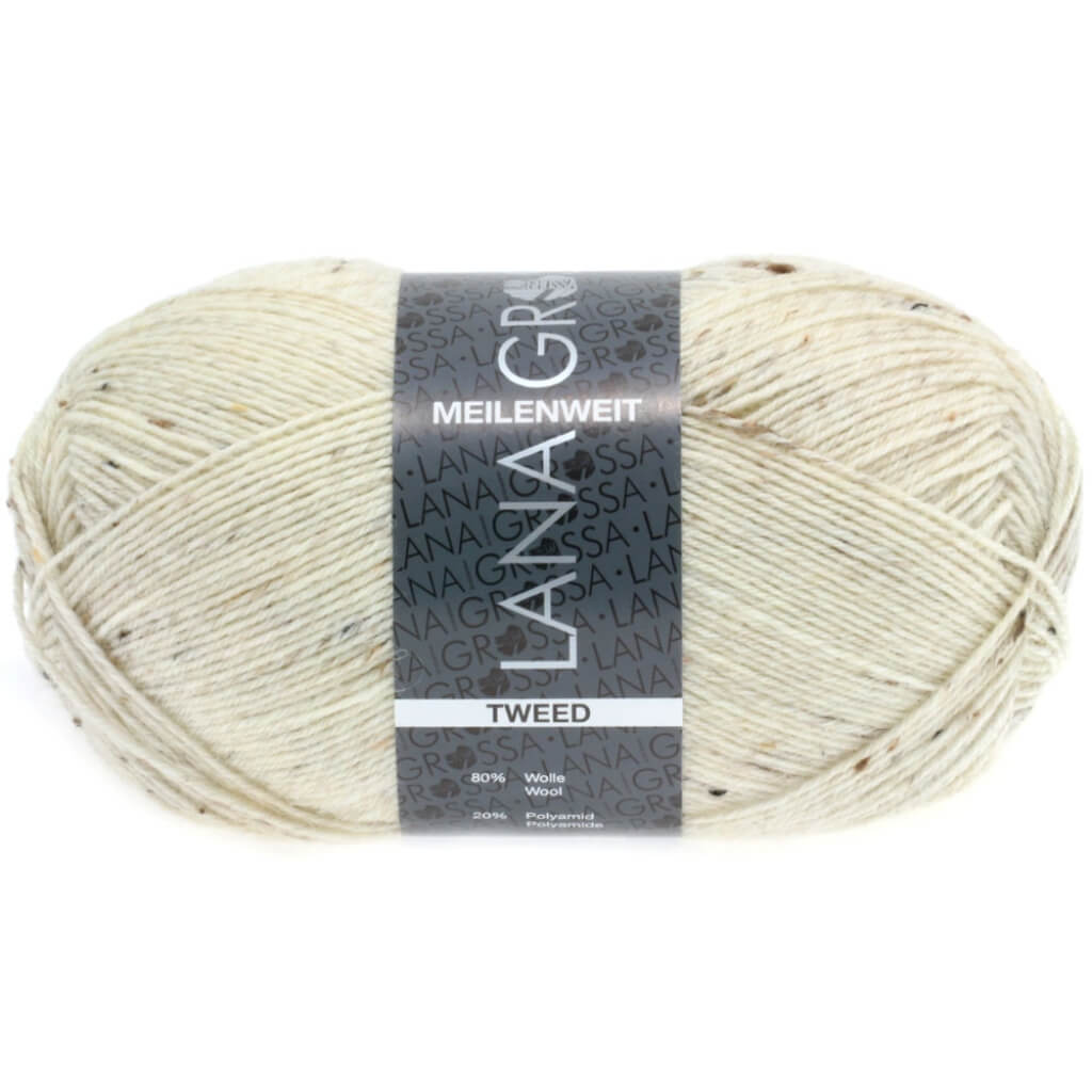 Lana Grossa Meilenweit 100 Tweed, Farbe 106 Natur meliert – Polyamid und Schurwolle bei Lieblingsgarn