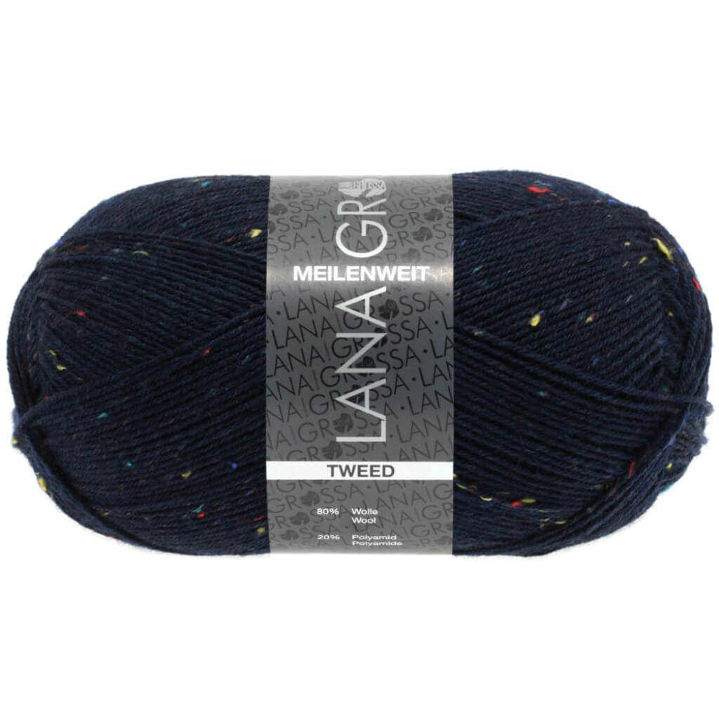 Lana Grossa Meilenweit 100 Tweed, Farbe 112 Nachtblau – Polyamid und Schurwolle bei Lieblingsgarn