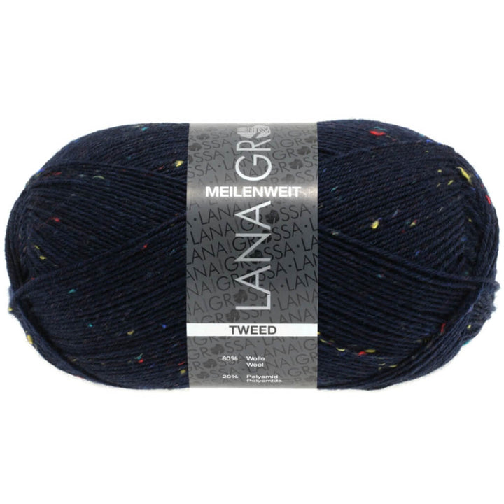 Lana Grossa Meilenweit 100 Tweed, Farbe 112 Nachtblau – Polyamid und Schurwolle bei Lieblingsgarn