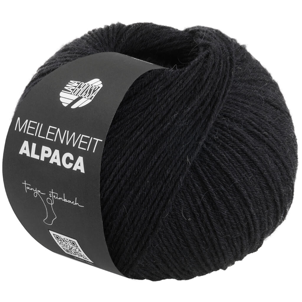 Lana Grossa Meilenweit 6-fach Alpaca Uni, Farbe 1014 Schwarz – Alpaka, Schurwolle und Synthetik bei Lieblingsgarn