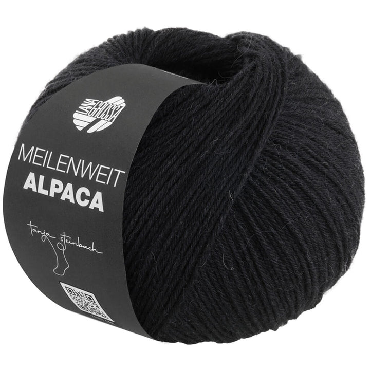 Lana Grossa Meilenweit 6-fach Alpaca Uni, Farbe 1014 Schwarz – Alpaka, Schurwolle und Synthetik bei Lieblingsgarn
