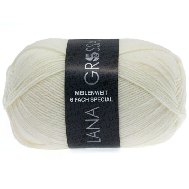 Lana Grossa 8840 - Weiß Lana Grossa Meilenweit 6-fach 150 Unito Lieblingsgarn