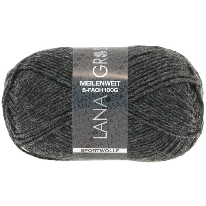 Lana Grossa Meilenweit 8-fach Mélange, Farbe 9557 Anthrazit – Polyamid und Schurwolle bei Lieblingsgarn