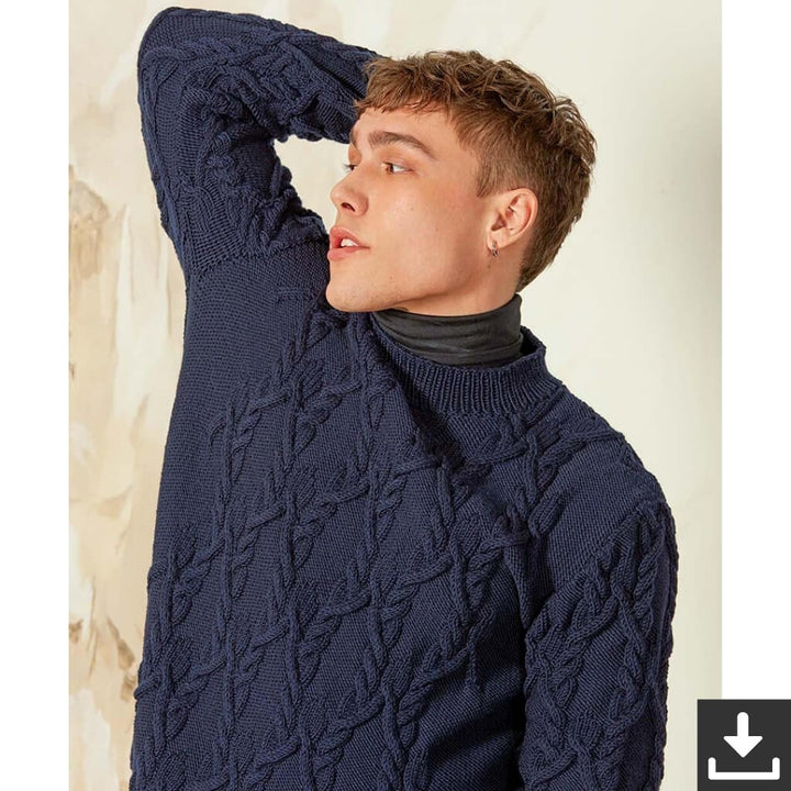 Lang Yarns Pattern Herren Pullover mit Zopfstrickmuster Strickanleitung - Lang Yarns (PDF) bei bei bei bei Lieblingsgarn