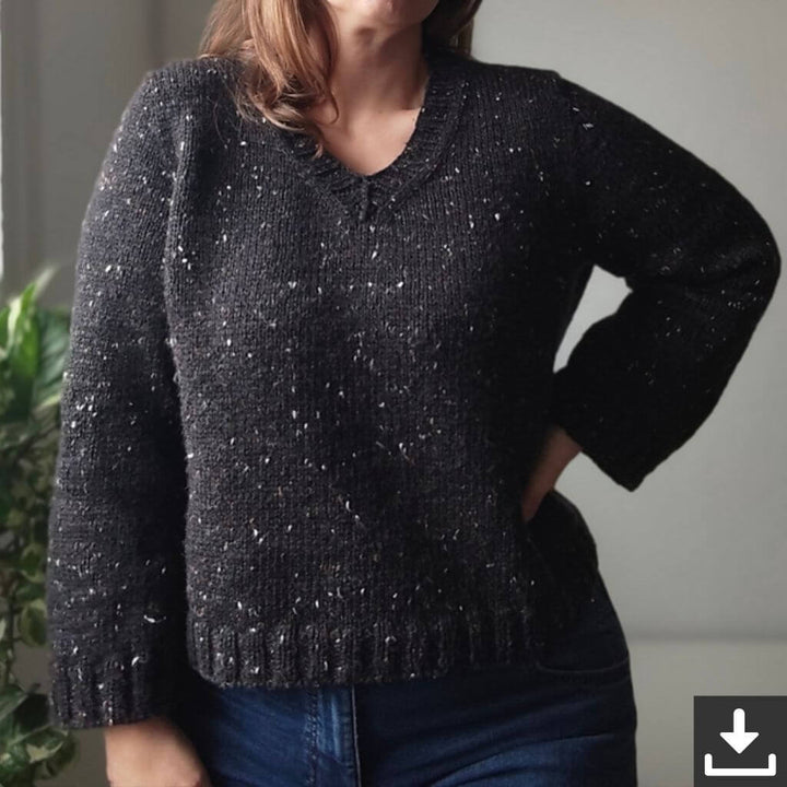 Miene Knits Pattern Pullover Suna Sweater V-Neck Strickanleitung - Miene Knits (PDF) bei bei bei bei Lieblingsgarn