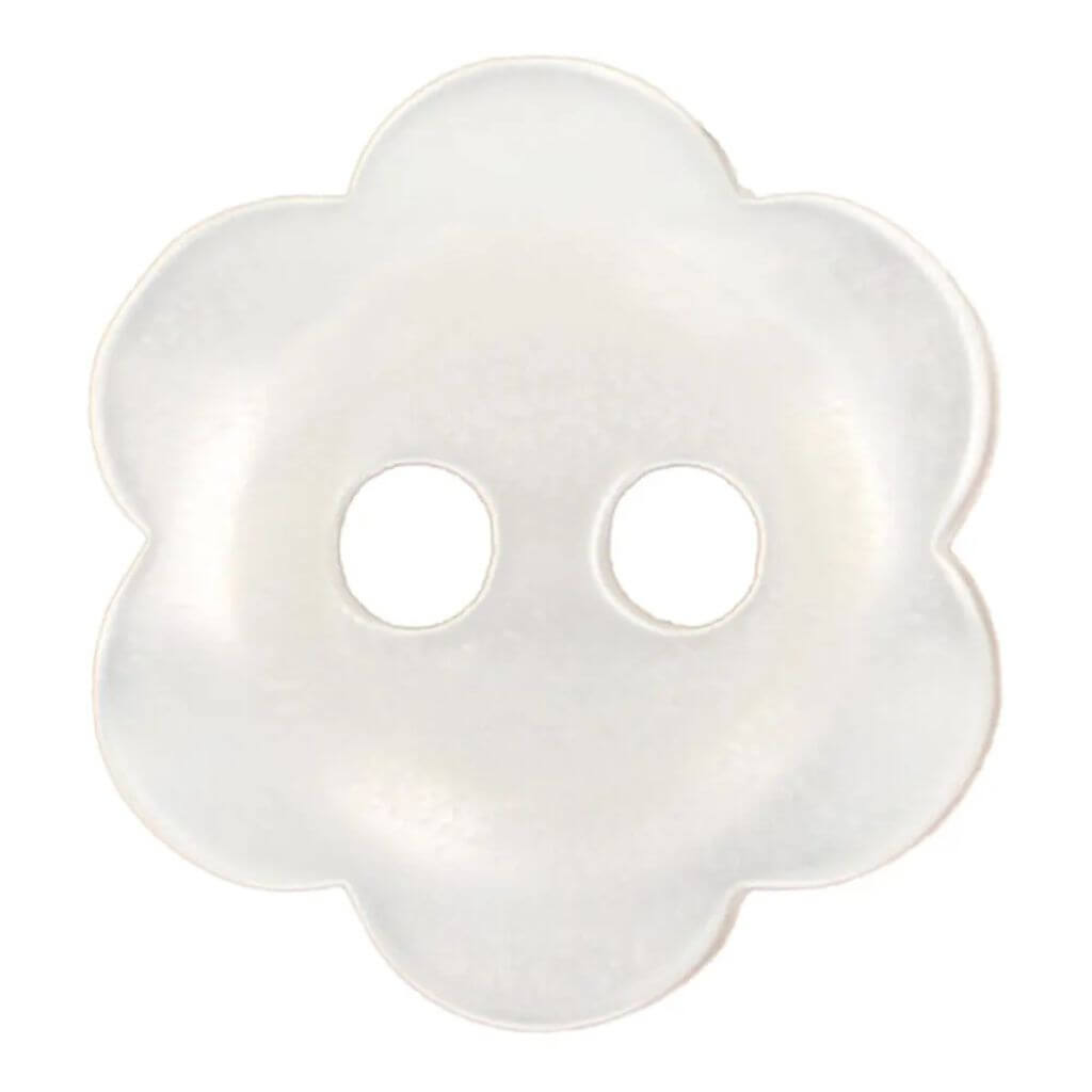 Milward Knopf 2-Loch Blume 13 mm, Farbe weiß – Kunststoff bei Lieblingsgarn