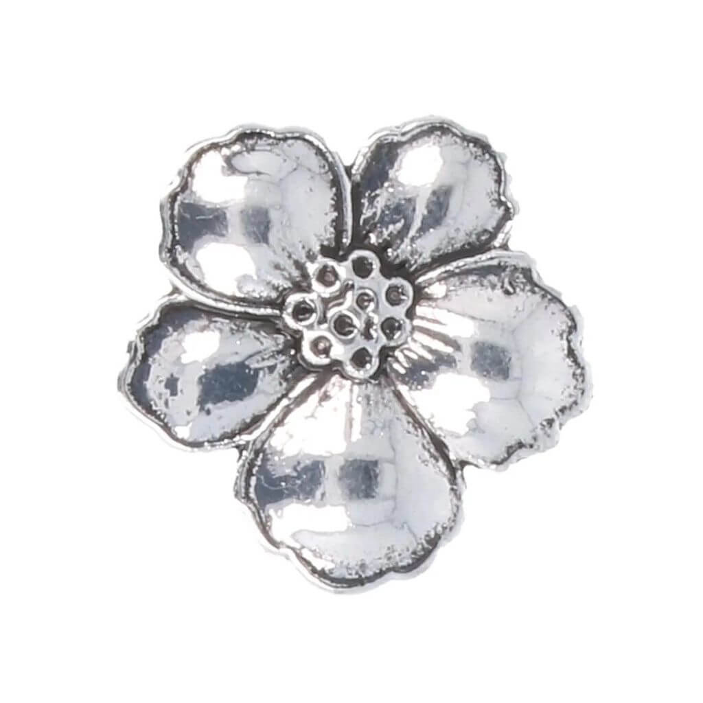 Milward Knopf Blume Antik 15mm silber - 10Stk bei bei bei bei Lieblingsgarn