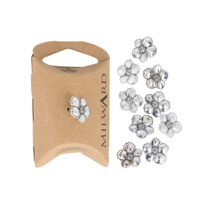 Milward Knopf Blume Antik 15mm silber - 10Stk bei bei bei bei Lieblingsgarn
