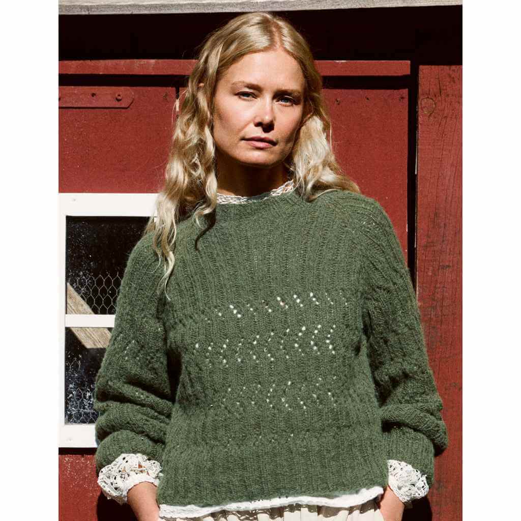 Raglanpullover mit Lochmuster Modell 22 Strickanleitung - Lana Grossa (Heft)