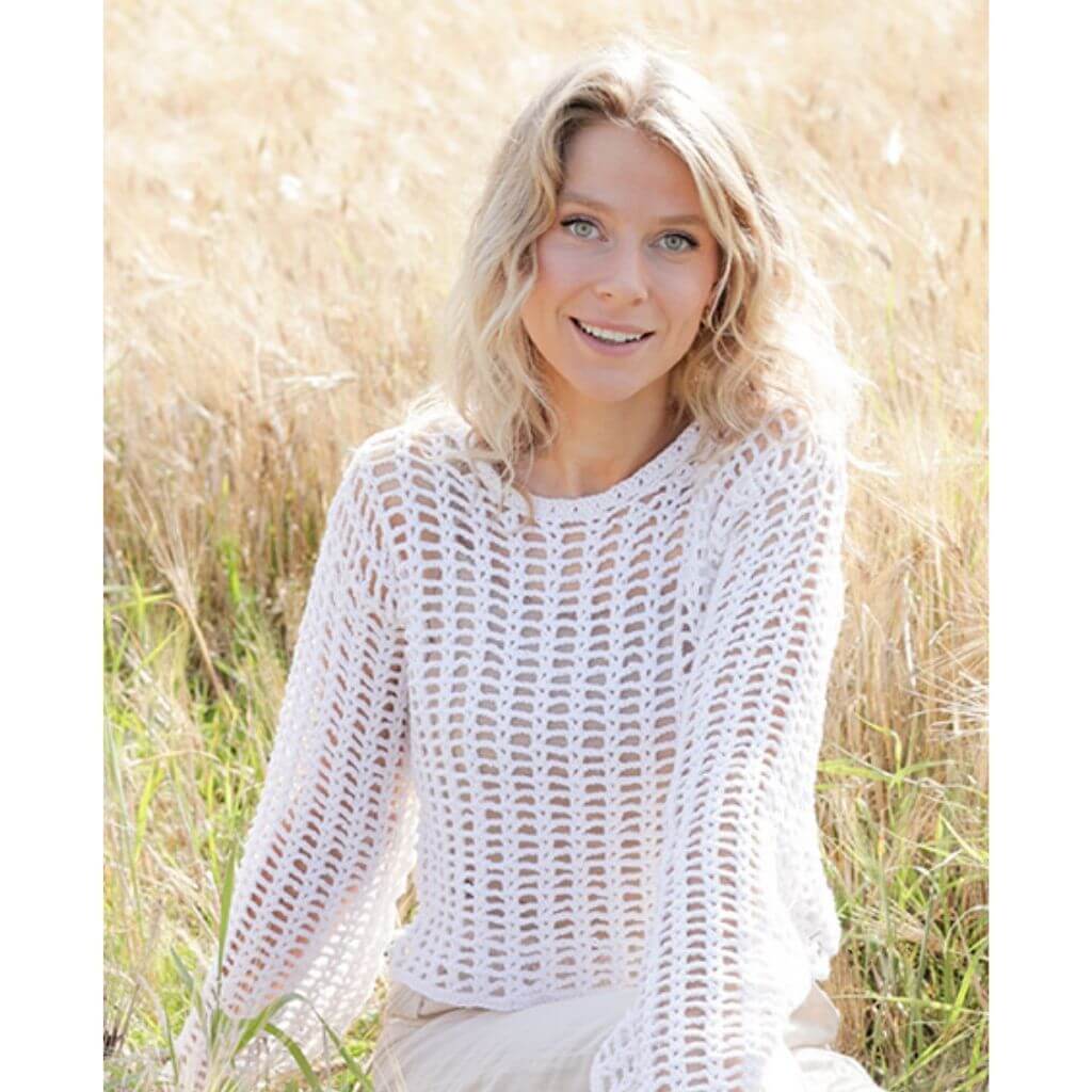 Drops Design Pattern Pullover Moon Lace Sweater Häkelanleitung - Drops (PDF) bei bei bei bei Lieblingsgarn