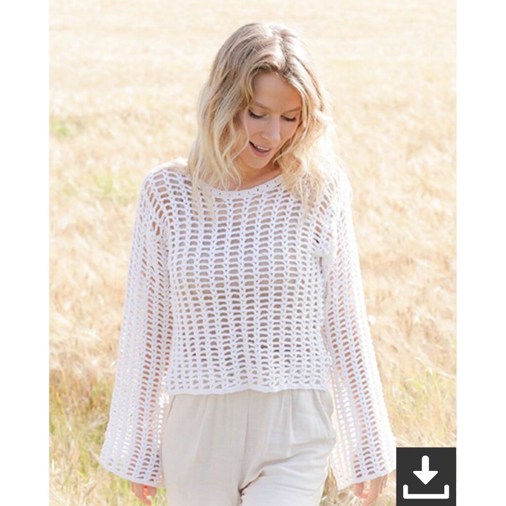 Drops Design Pattern Pullover Moon Lace Sweater Häkelanleitung - Drops (PDF) bei bei bei bei Lieblingsgarn