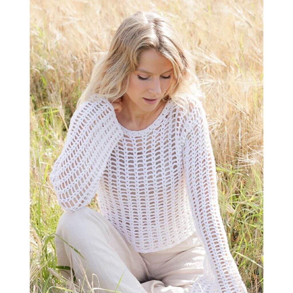 Drops Design Pattern Pullover Moon Lace Sweater Häkelanleitung - Drops (PDF) bei bei bei bei Lieblingsgarn