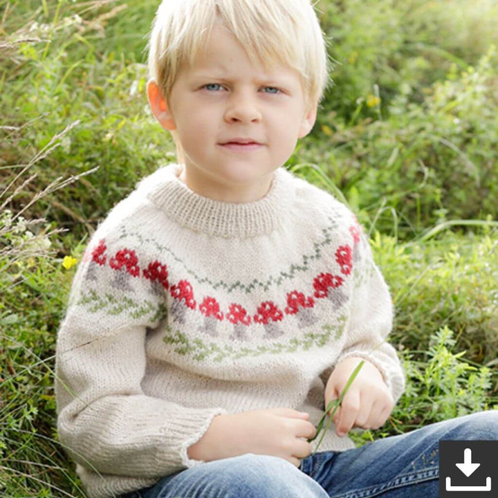 Drops Design Pattern Kinder Pullover Mushroom Season Sweater Strickset - Drops (PDF) bei bei bei bei bei bei Lieblingsgarn