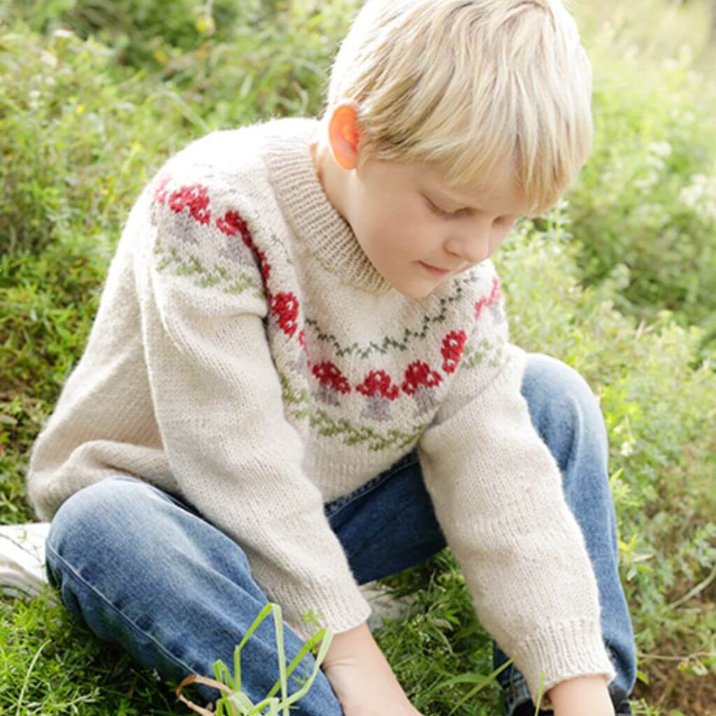 Drops Design Pattern Kinder Pullover Mushroom Season Sweater Strickset - Drops (PDF) bei bei bei bei bei bei Lieblingsgarn