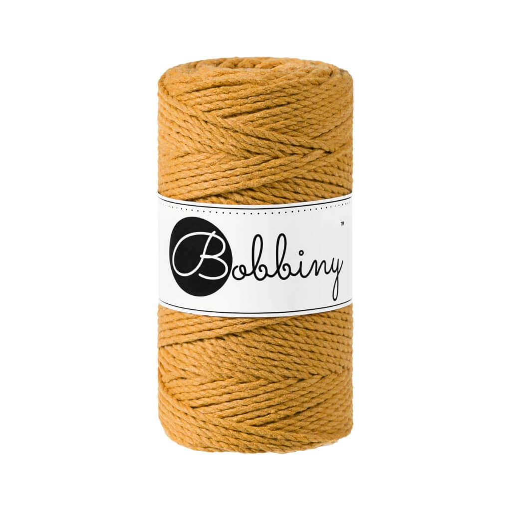 Bobbiny Makramee Garn 3mm gedreht, Farbe Mustard – Baumwolle bei Lieblingsgarn